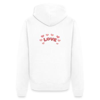 Liebe 3D-Briefe und Herzen - Unisex Premium Bio Zip Hoodie - Weiß - Hinten - Thijin (182cm)