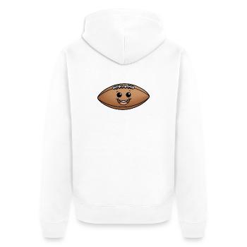 Lächelnder Kuschelball Cartoon-Football - Unisex Premium Bio Zip Hoodie - Weiß - Hinten - Thijin (182cm)