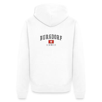 Burgdorf Schweiz Emblem - Unisex Premium Bio Zip Hoodie - Weiß - Hinten - Thijin (182cm)