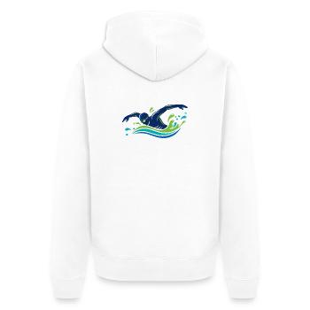Schwimmer Sport Schwimmen Wasserheld Motiv - Unisex Premium Bio Zip Hoodie - Weiß - Hinten - Thijin (182cm)