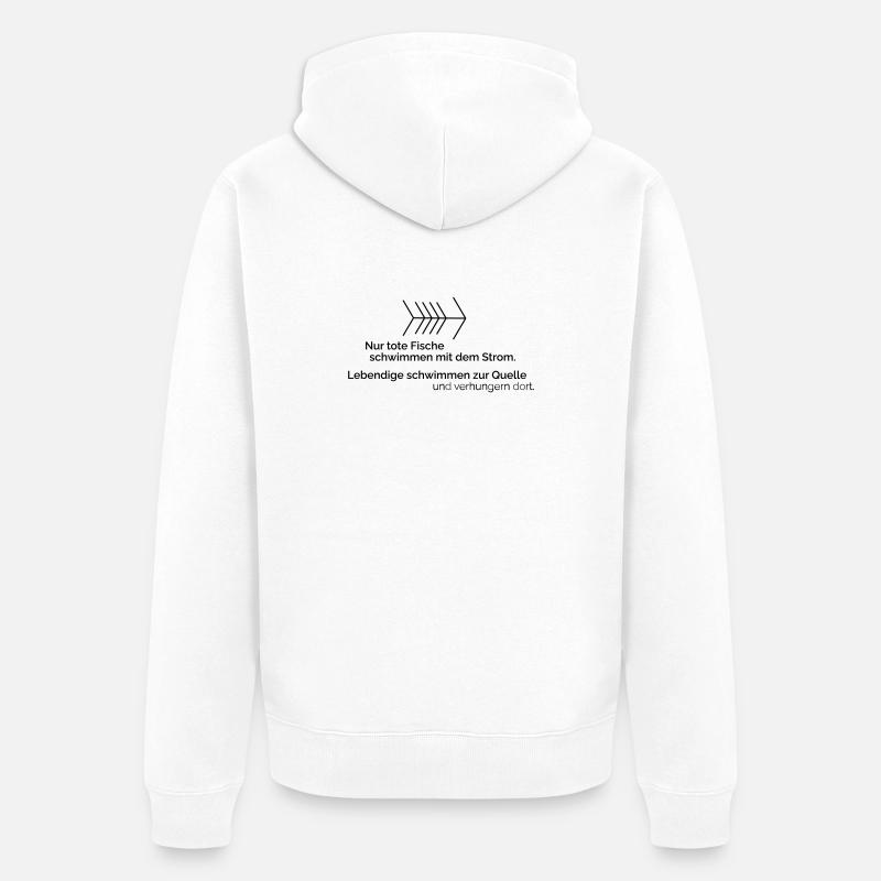 Mit dem Strom - Unisex Premium Bio Zip Hoodie - Weiß