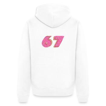67 - Sixty Seven Number 67 Donut I-ce Cream Meme - Unisex Premium Bio Zip Hoodie - Weiß - Hinten - Thijin (182cm)