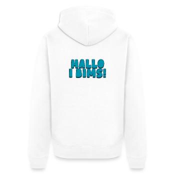 Hallo i bims! - Unisex Premium Bio Zip Hoodie - Weiß - Hinten - Thijin (182cm)