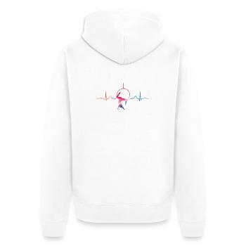 Aerialist Heartbeat Aerial Ring Lyra Air Ring - Unisex Premium Organic Zip Hoodie - white - Back - Thijin (182cm)