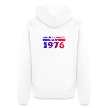 50e anniversaire Édition Limitée 05/1976 - Veste à capuche bio Premium Unisexe - blanc - Dos - Thijin (182cm)