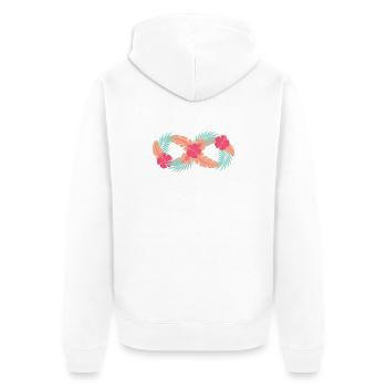 Tropischer Hibiskus-Kreis - Unisex Premium Bio Zip Hoodie - Weiß - Hinten - Thijin (182cm)