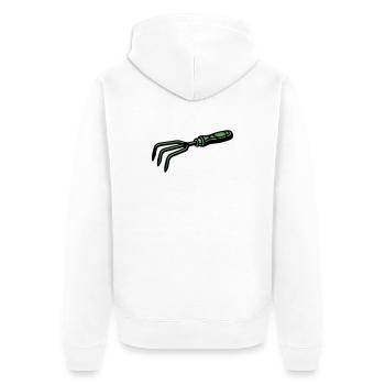 Gartenkralle Handgrubber Icon - Unisex Premium Bio Zip Hoodie - Weiß - Hinten - Thijin (182cm)