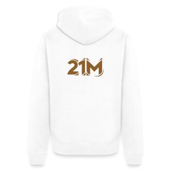 21 Million Limit BTC Crypto Graphic Motif - Unisex Premium Organic Zip Hoodie - white - Back - Thijin (182cm)