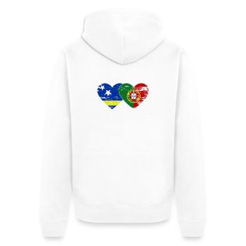 Curaçao_Portugal_Flagge_Herz_used - Unisex Premium Organic Zip Hoodie - white - Back - Thijin (182cm)
