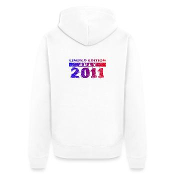 15e anniversaire Édition Limitée 07/2011 - Veste à capuche bio Premium Unisexe - blanc - Dos - Thijin (182cm)