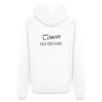 T-shirt Humour Témoin Qui Déchire Mariage - Veste à capuche bio Premium Unisexe - blanc - Dos - Thijin (182cm)