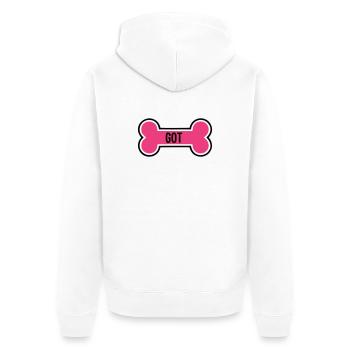 Maman chiot chiot à la clavicule - Veste à capuche bio Premium Unisexe - blanc - Dos - Thijin (182cm)