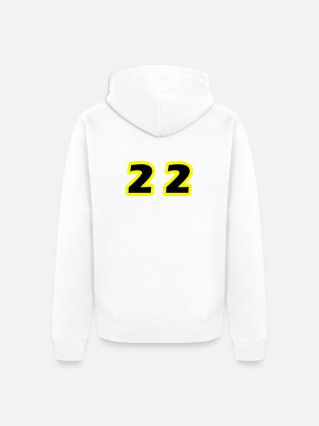 22 Number Symbol - Unisex Premium Organic Zip Hoodie - white