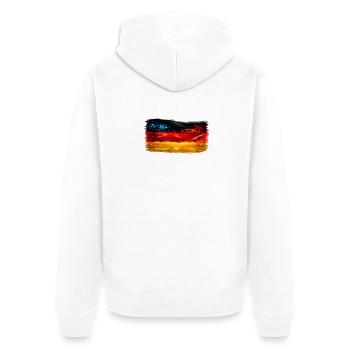 Tech-Circuit Neon Nebel Deutschland flagge - Unisex Premium Bio Zip Hoodie - Weiß - Hinten - Thijin (182cm)