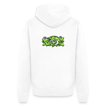 Hecht Graffiti Grafik - Unisex Premium Bio Zip Hoodie - Weiß - Hinten - Thijin (182cm)