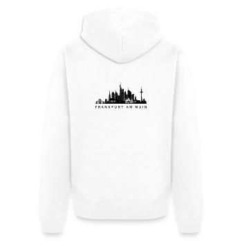 Skyline Frankfurt am Main - Unisex Premium Bio Zip Hoodie - Weiß - Hinten - Thijin (182cm)