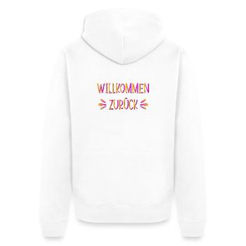 Rückkehr - Willkommen zurück - Unisex Premium Bio Zip Hoodie - Weiß - Hinten - Thijin (182cm)