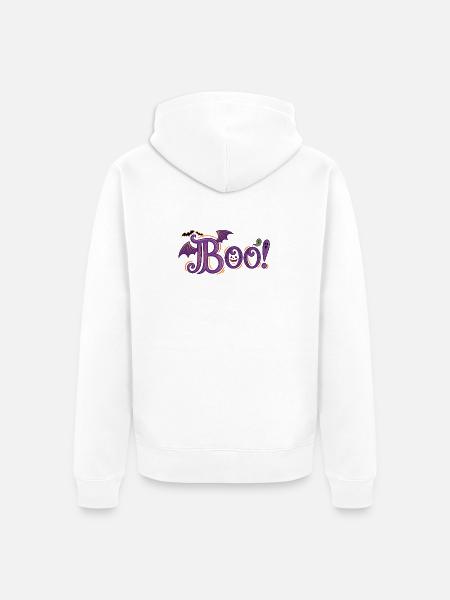 Buh! Geister und Fledermäuse. - Unisex Premium Bio Zip Hoodie - Weiß