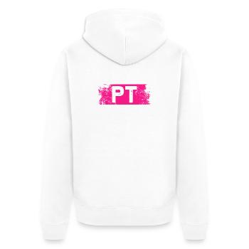 Thysical therapy PT Physiotherapie Physiotherapeut - Unisex Premium Bio Zip Hoodie - Weiß - Hinten - Thijin (182cm)