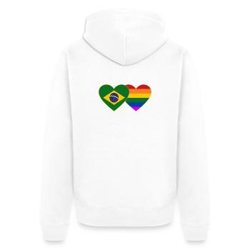 Brasilien Regenbogen Flagge Herz - Unisex Premium Bio Zip Hoodie - Weiß - Hinten - Thijin (182cm)