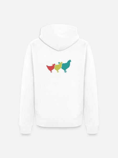 Hühner Trio Retro - Unisex Premium Bio Zip Hoodie - Weiß