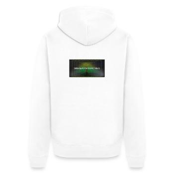 Tor zur Kosmischen Zukunft - Unisex Premium Bio Zip Hoodie - Weiß - Hinten - Thijin (182cm)