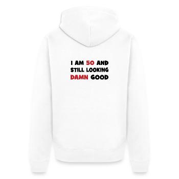 50 - Unisex Premium Organic Zip Hoodie - white - Back - Thijin (182cm)