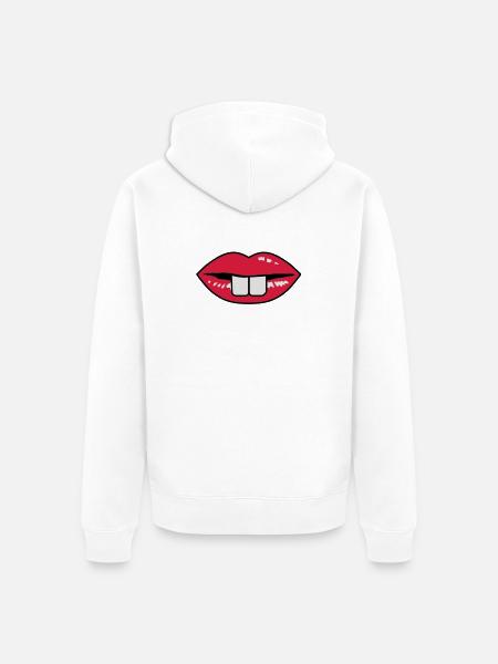 Buck teeth and red lips - Unisex Premium Organic Zip Hoodie - white