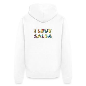 I love Salsa dance music Rueda positive - Unisex Premium Organic Zip Hoodie - white - Back - Thijin (182cm)