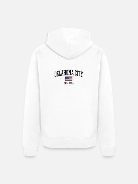 Oklahoma City American Flag - Unisex Premium Organic Zip Hoodie - white