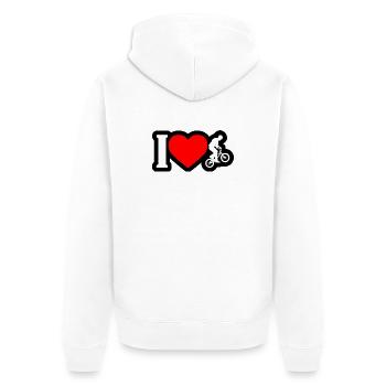 Silhouette de vélo I Heart - Veste à capuche bio Premium Unisexe - blanc - Dos - Thijin (182cm)