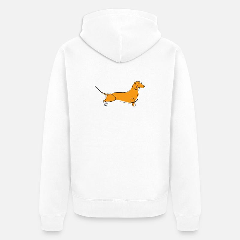 Dackellinie - Unisex Premium Bio Zip Hoodie - Weiß