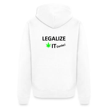 Legalize It weed Cannabis Marihuana - Unisex Premium Bio Zip Hoodie - Weiß - Hinten - Thijin (182cm)