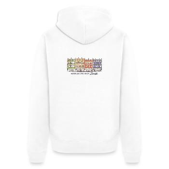 Zamosc in Polen, Fassaden am Markt, Handzeichnung - Unisex Premium Bio Zip Hoodie - Weiß - Hinten - Thijin (182cm)