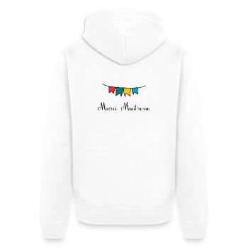 MERCI. MAÎTRESSE. MAÎTRE. MERCI MAÎTRESSE - Veste à capuche bio Premium Unisexe - blanc - Dos - Thijin (182cm)