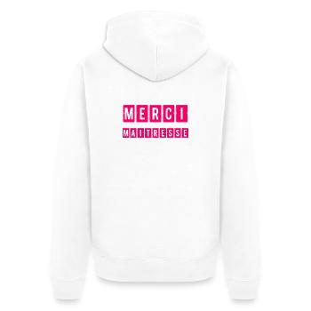MERCI. MAÎTRESSE. MAÎTRE. MERCI MAÎTRESSE - Veste à capuche bio Premium Unisexe - blanc - Dos - Thijin (182cm)