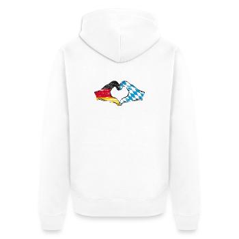 Germany Bavaria Flag Hands Heart Shape Used - Unisex Premium Organic Zip Hoodie - white - Back - Thijin (182cm)
