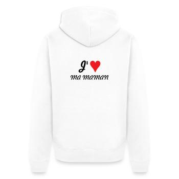 J'aime ma maman - Fête des Mères - Veste à capuche bio Premium Unisexe - blanc - Dos - Thijin (182cm)