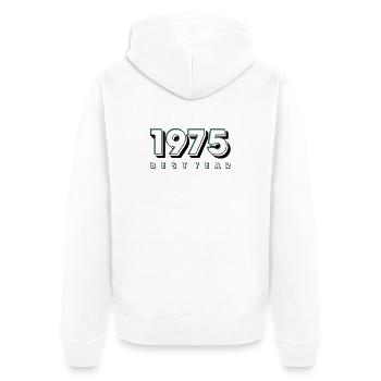 Baumwoll-T-Shirt Baujahr 1975 - Unisex Premium Bio Zip Hoodie - Weiß - Hinten - Thijin (182cm)