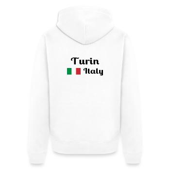 Turin, Italy - Stylish prints - Unisex Premium Organic Zip Hoodie - white - Back - Thijin (182cm)