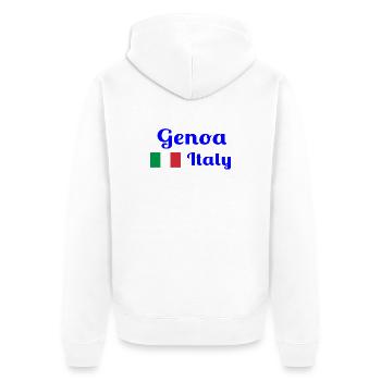 Gênes Italia - Imprimés élégants - Veste à capuche bio Premium Unisexe - blanc - Dos - Thijin (182cm)