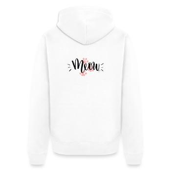"Meow"-Katzenpfoten-Design - Unisex Premium Bio Zip Hoodie - Weiß - Hinten - Thijin (182cm)