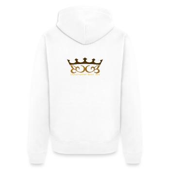 Christopher kann das mit Krone - Unisex Premium Bio Zip Hoodie - Weiß - Hinten - Thijin (182cm)