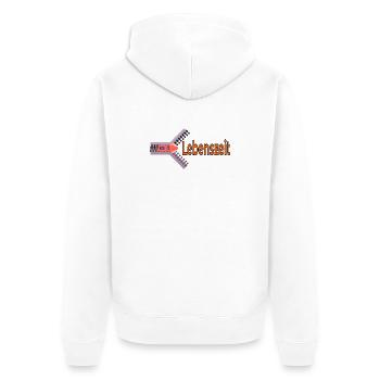 LEBENSZEIT ZEIT LEBEN - Unisex Premium Bio Zip Hoodie - Weiß - Hinten - Thijin (182cm)