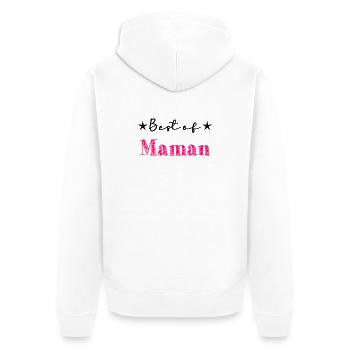MAMA. MUTTERTAG. SCHÖNEN MUTTERTAG - Unisex Premium Bio Zip Hoodie - Weiß - Hinten - Thijin (182cm)