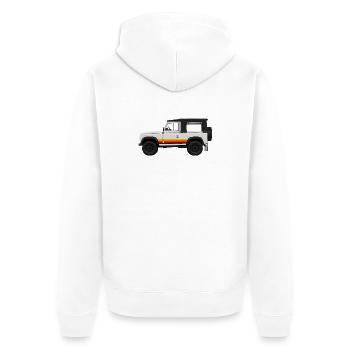 Retro model Offroad Design Defender - Unisex Premium Organic Zip Hoodie - white - Back - Thijin (182cm)