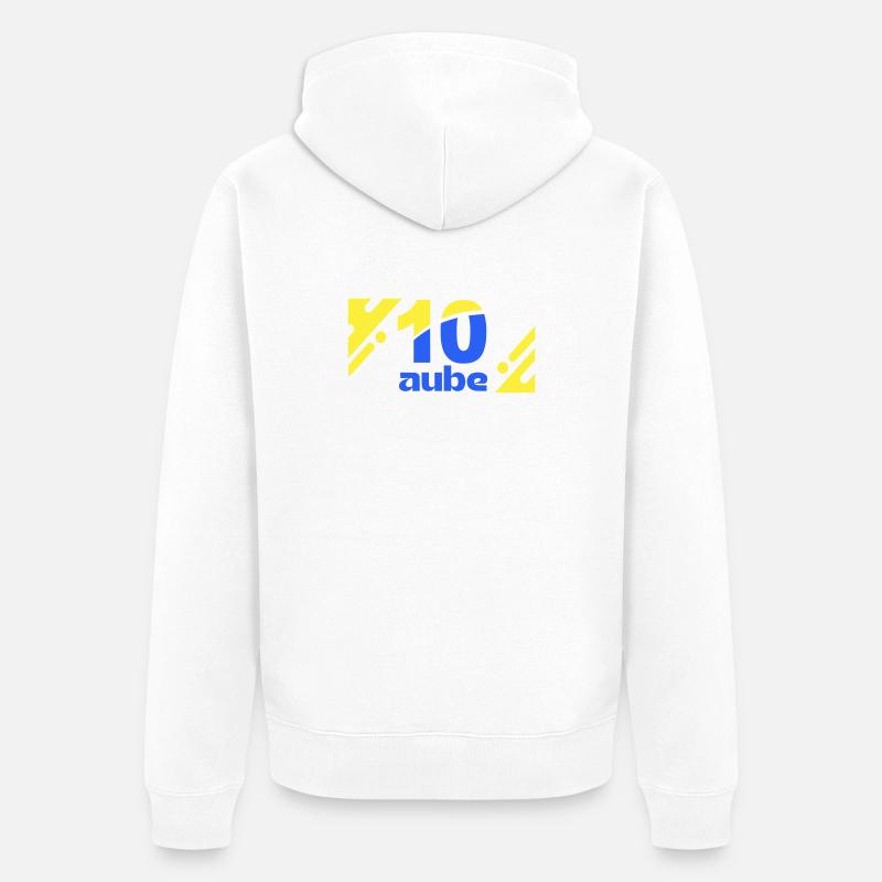 Dix Aube Logo Bleu Jaune - Veste à capuche bio Premium Unisexe - blanc