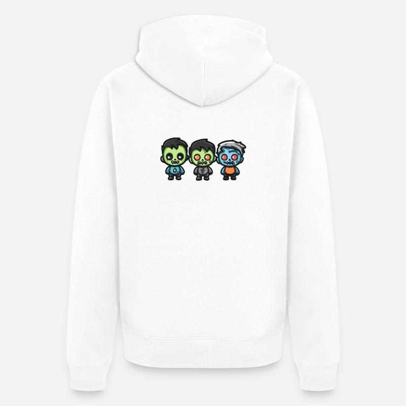 Zombies Halloween Bande dessinée mignonne - Veste à capuche bio Premium Unisexe - blanc