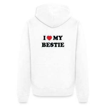 Ich liebe meinen besten Freund - Unisex Premium Bio Zip Hoodie - Weiß - Hinten - Thijin (182cm)