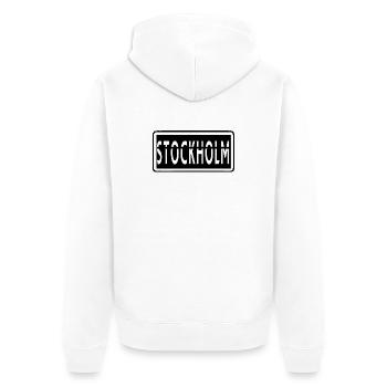 Stockholm Cutout Typography - Unisex Premium Organic Zip Hoodie - white - Back - Thijin (182cm)